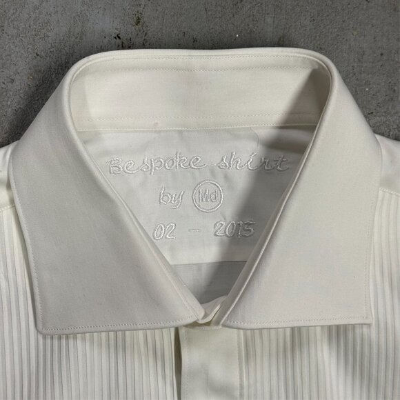 MD Bespoke Tuxedo Shirt White Dress Shirt Custom French Cuff Cotton 16 1/2 Large - Picture 5 of 7